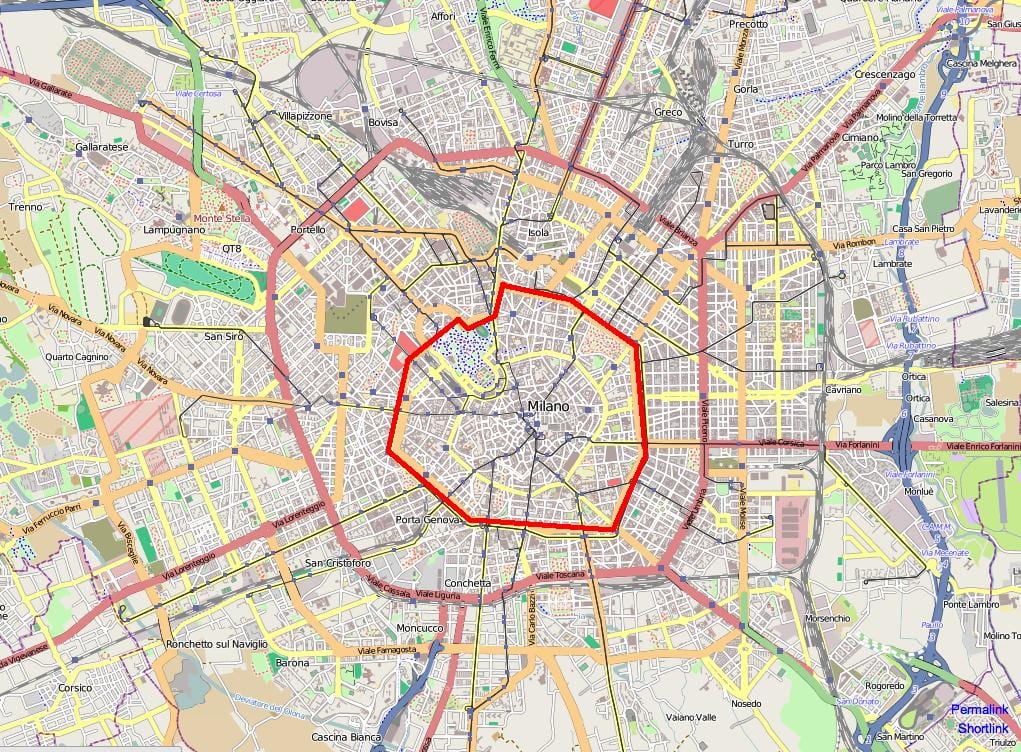 میلان کے علاقے سی نقشہ
