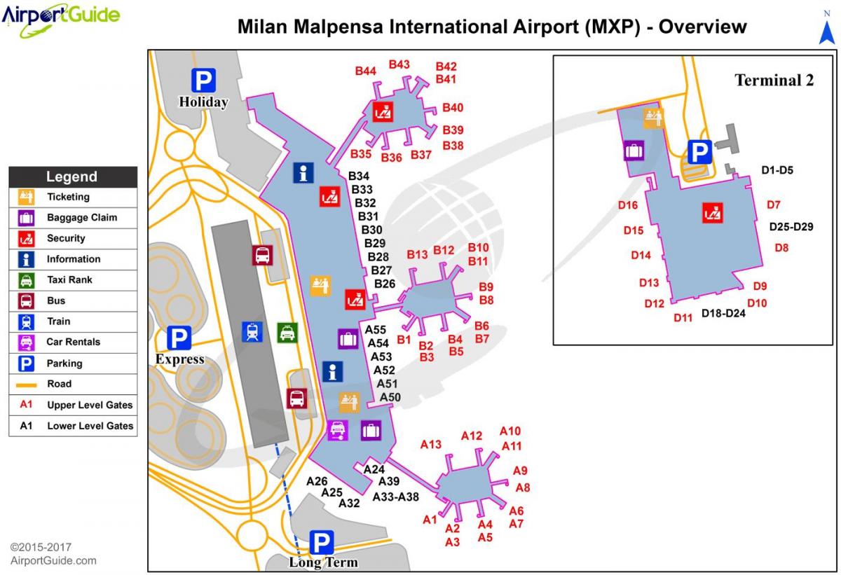 میلان مالپنسا ہوائی اڈے کا نقشہ