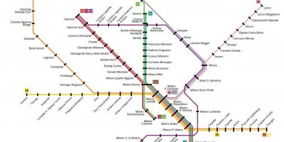 میلان مضافاتی ریلوے کا نقشہ